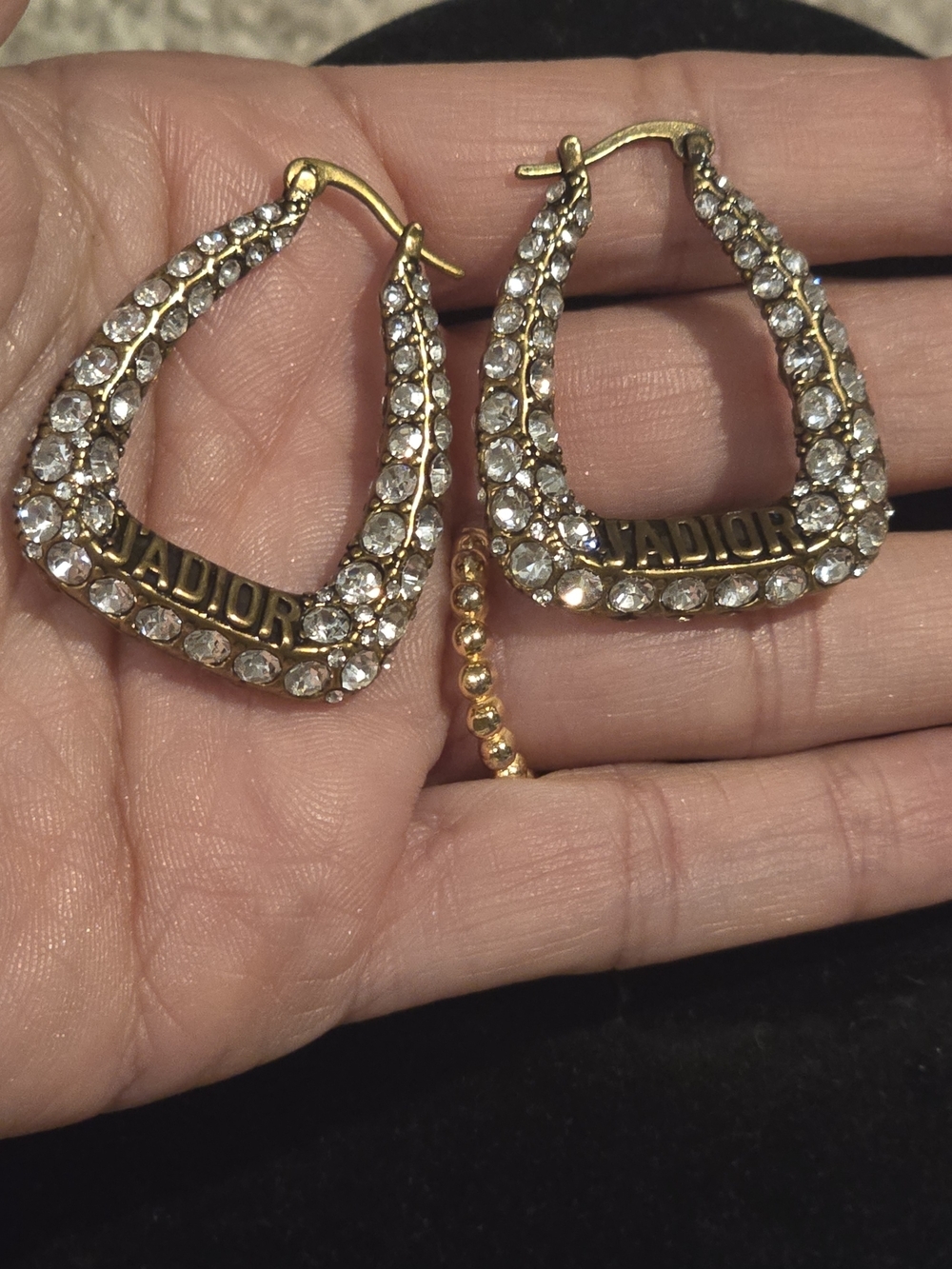 J'Adior Crystal-Embellished Gold Hoop Earrings - Picture 7 of 8